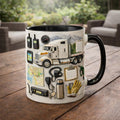 Personalized Truck Driver Coffee Mug, Custom Name Semi Truck Mug, Trucker Gear Illustration Cup, Gift for Truckers Dad Husband