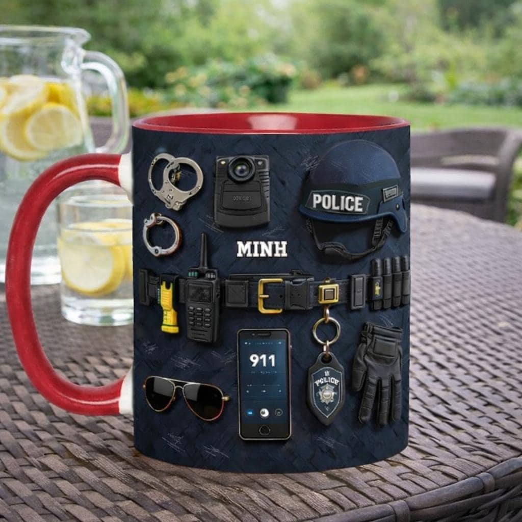 Personalized Police  Officer Mug, Custom Name Law Enforcement Coffee Mug, Thin Blue Line Gift, Police Gear Mug
