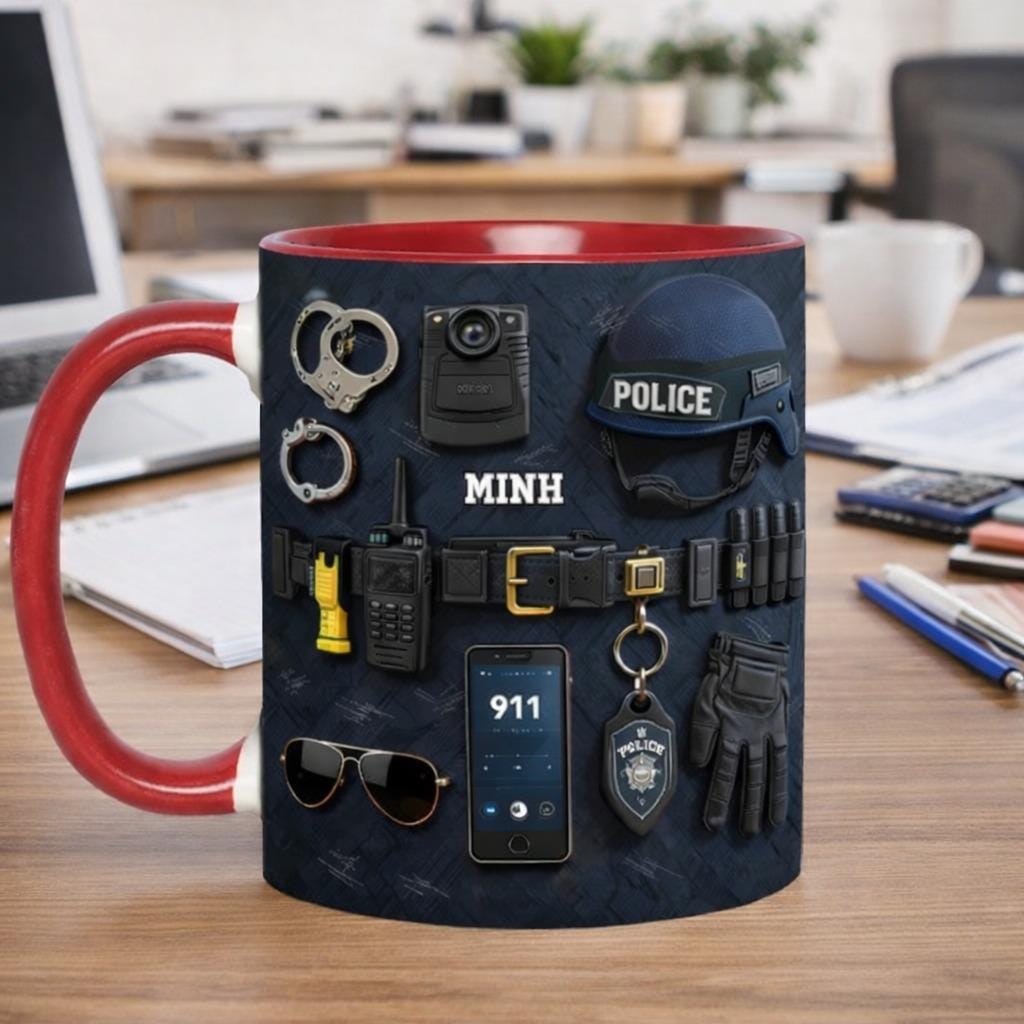 Personalized Police  Officer Mug, Custom Name Law Enforcement Coffee Mug, Thin Blue Line Gift, Police Gear Mug