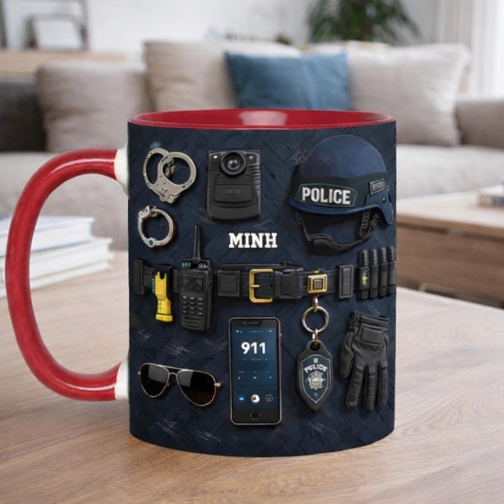 Personalized Police  Officer Mug, Custom Name Law Enforcement Coffee Mug, Thin Blue Line Gift, Police Gear Mug