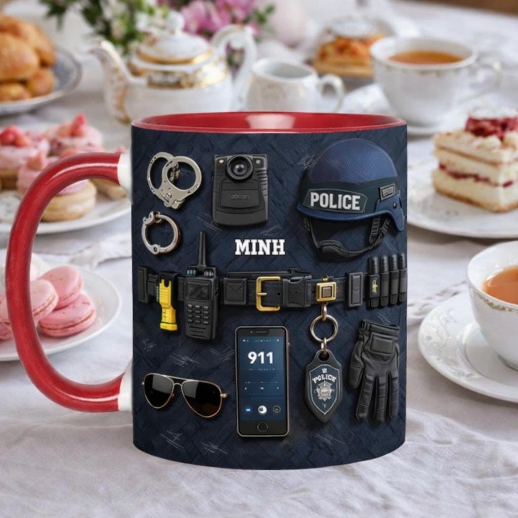 Personalized Police  Officer Mug, Custom Name Law Enforcement Coffee Mug, Thin Blue Line Gift, Police Gear Mug