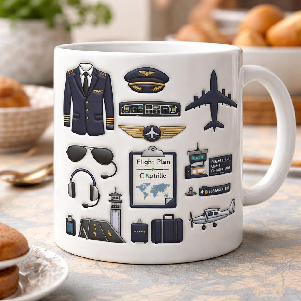 Pilot Coffee Mug, Aviation Gift for Pilots, Airplane Lover Mug, Flight Crew Cup, Airline Captain Aviation Decor