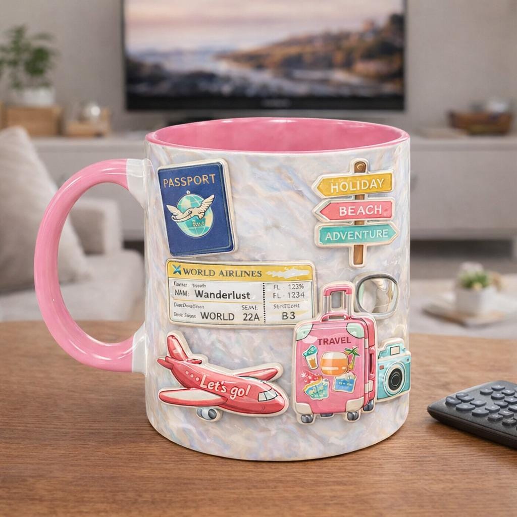 Travel Lover Mug, Wanderlust Coffee Cup, Vacation Adventure Mug, Travel Gift for Her, Cute Travel Coffee Mug