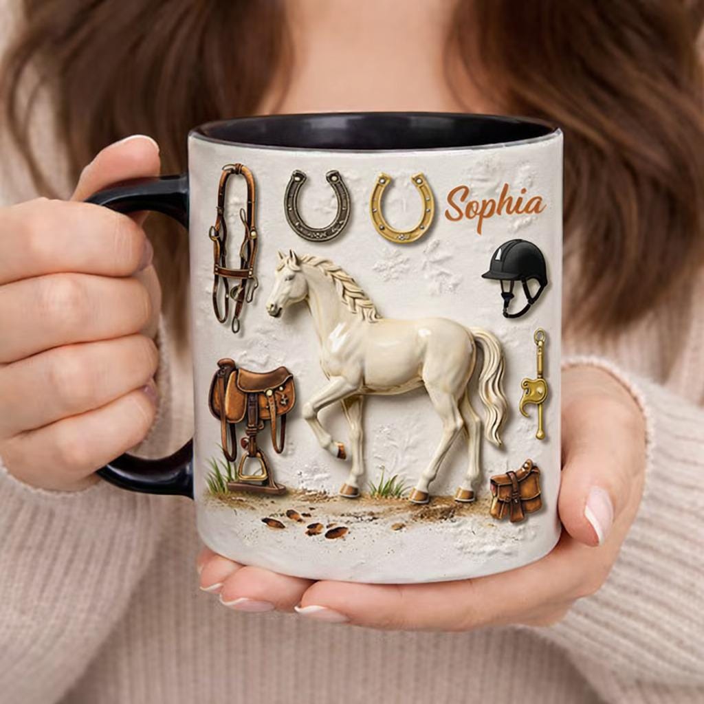Personalized Horse Lover Mug with Name, Custom Equestrian Coffee Mug, Horse Riding Gift, Western Farm Mug, Unique Gift for Horse Girl