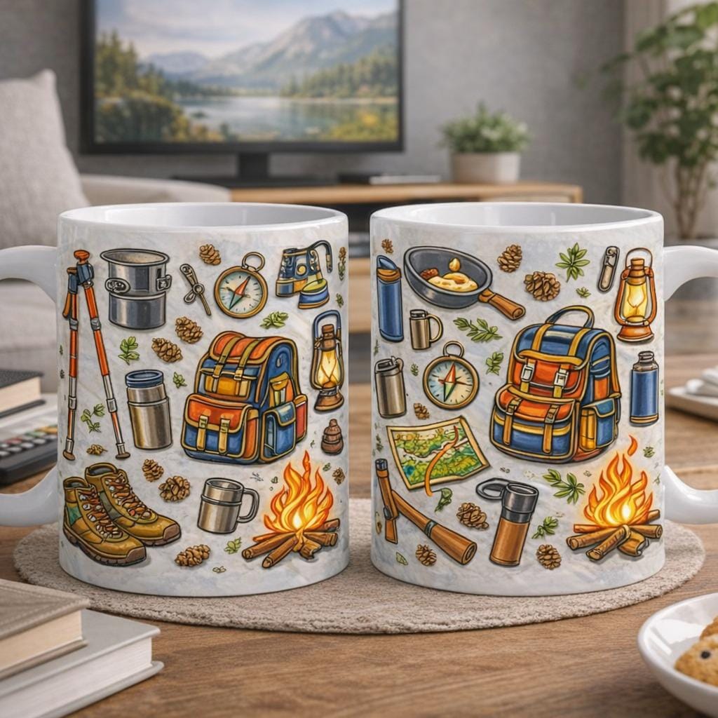 Camping Mug, Hiking Coffee Mug, Outdoor Adventure Mug, Camping Lover Gift, Nature Travel Mug, Gift for Campers