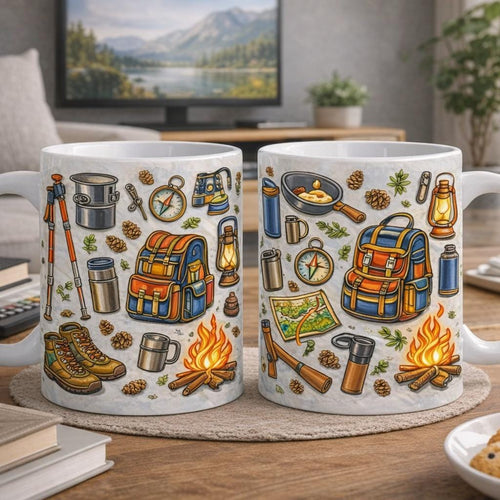 Camping Mug, Hiking Coffee Mug, Outdoor Adventure Mug, Camping Lover Gift, Nature Travel Mug, Gift for Campers
