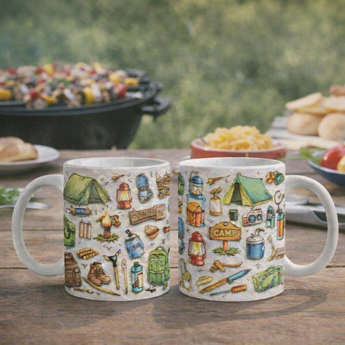 Camping Mug, Camping Coffee Mug Set, Outdoor Adventure Mug, Hiking Mug, Campfire Mug, Gift for Campers, Camping Lover Gift