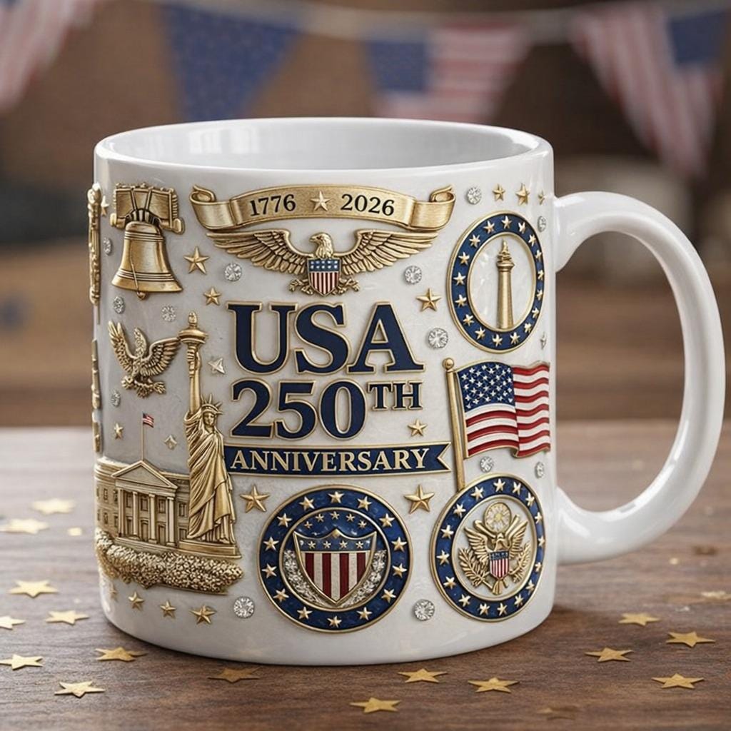 USA 250th Anniversary Mug 1776-2026 Patriotic Coffee Cup | American Flag Liberty Bell Statue of Liberty Gift