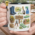 Personalized Gardening Mug, Custom Name Garden Tools Mug, Gardening Gift for Mom Grandma