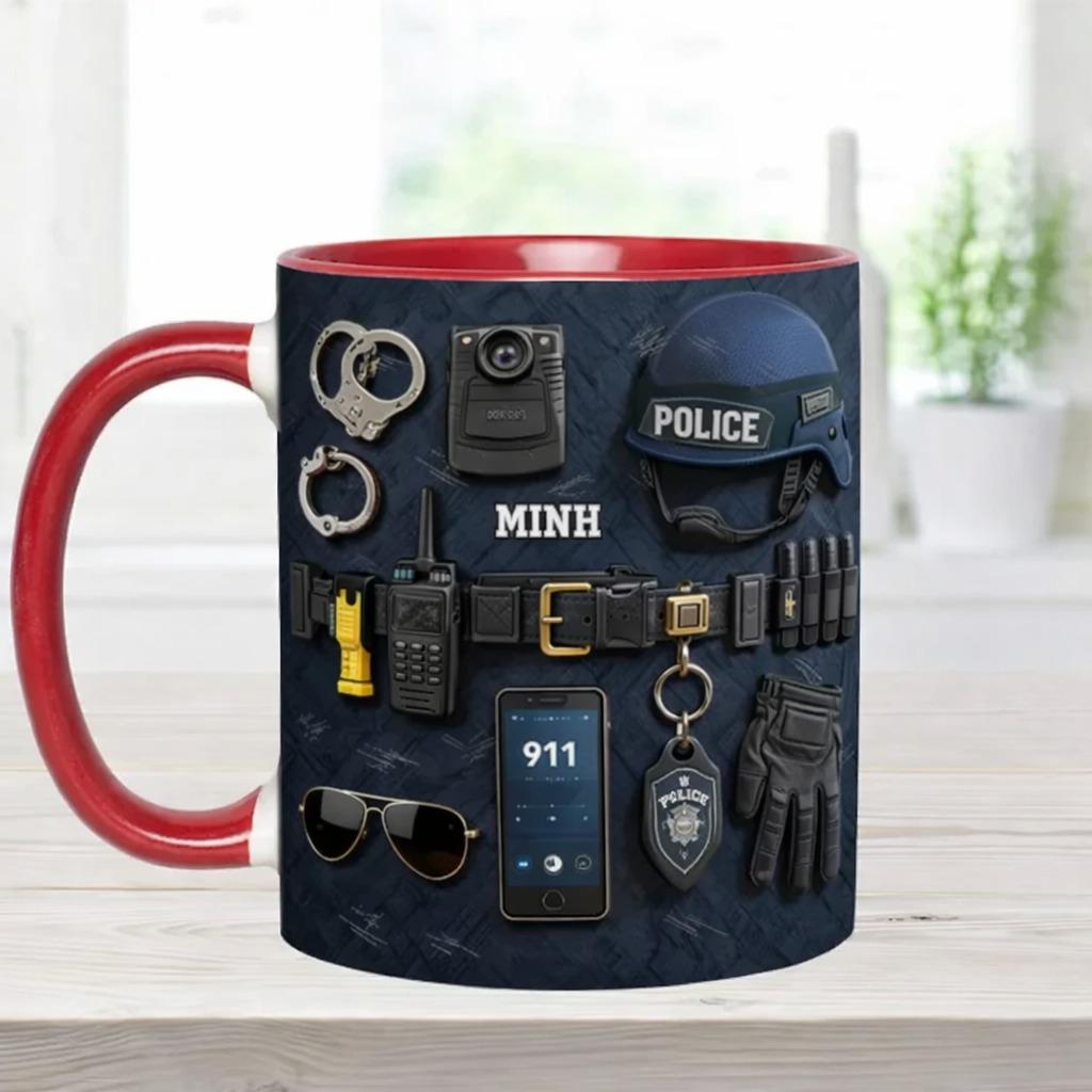 Personalized Police  Officer Mug, Custom Name Law Enforcement Coffee Mug, Thin Blue Line Gift, Police Gear Mug