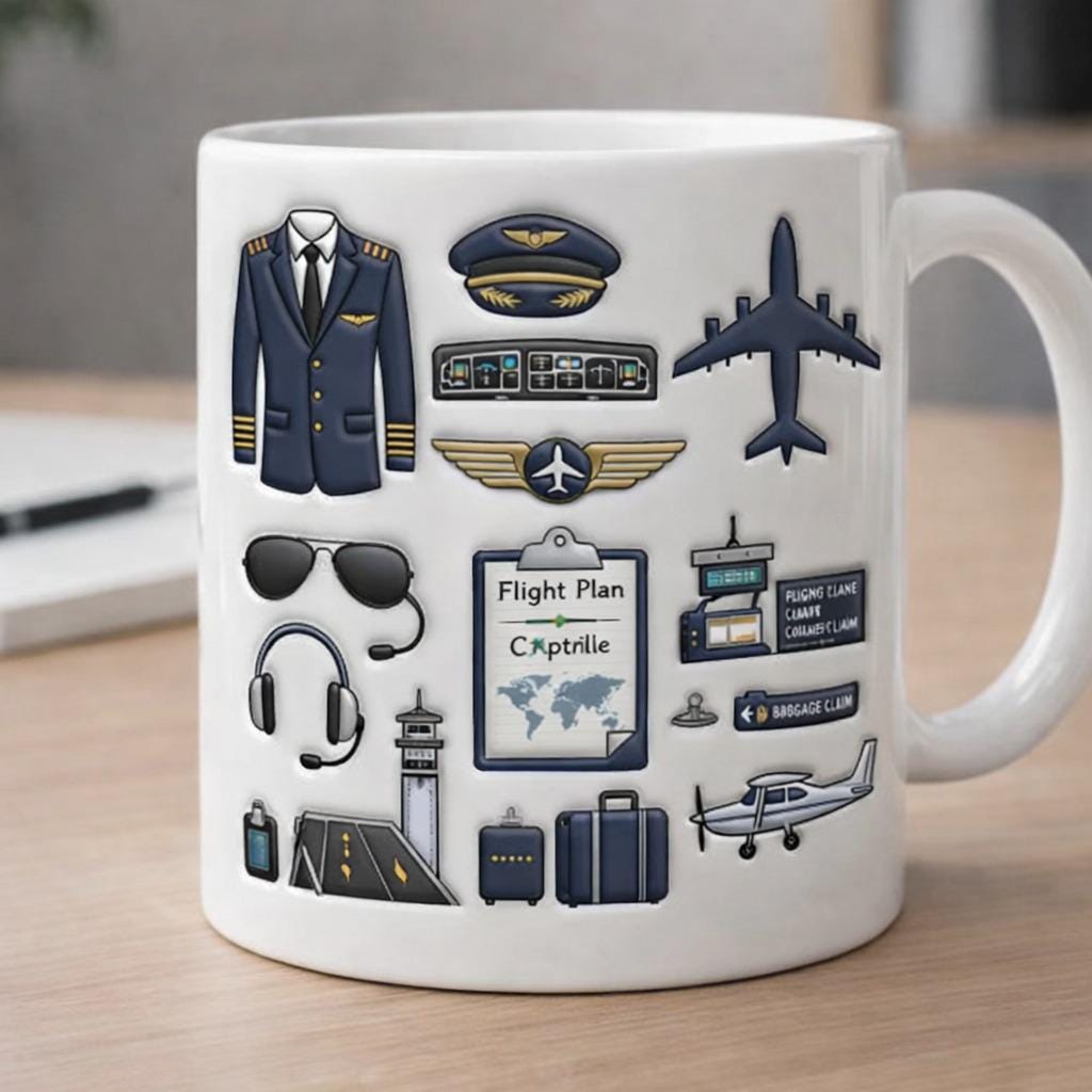Pilot Coffee Mug, Aviation Gift for Pilots, Airplane Lover Mug, Flight Crew Cup, Airline Captain Aviation Decor