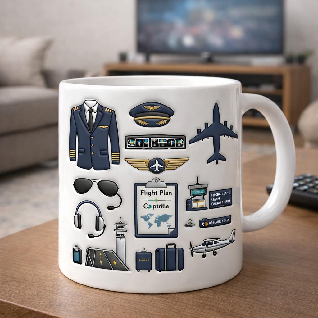 Pilot Coffee Mug, Aviation Gift for Pilots, Airplane Lover Mug, Flight Crew Cup, Airline Captain Aviation Decor