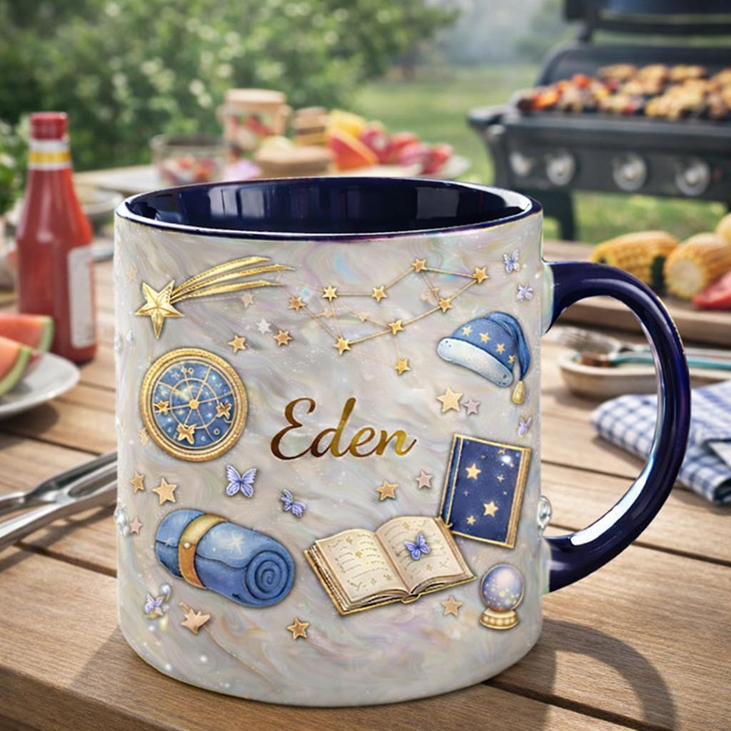 Personalized Zodiac Book Lover Mug with Name, Custom Astrology Coffee Mug, Star Constellation Gift, Celestial Reading Mug