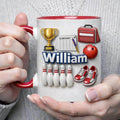 Personalized Bowling Mug with Name, Custom Bowling Ball & Pins Coffee Cup, Bowler Gift for Men, Bowling Team Trophy Mug