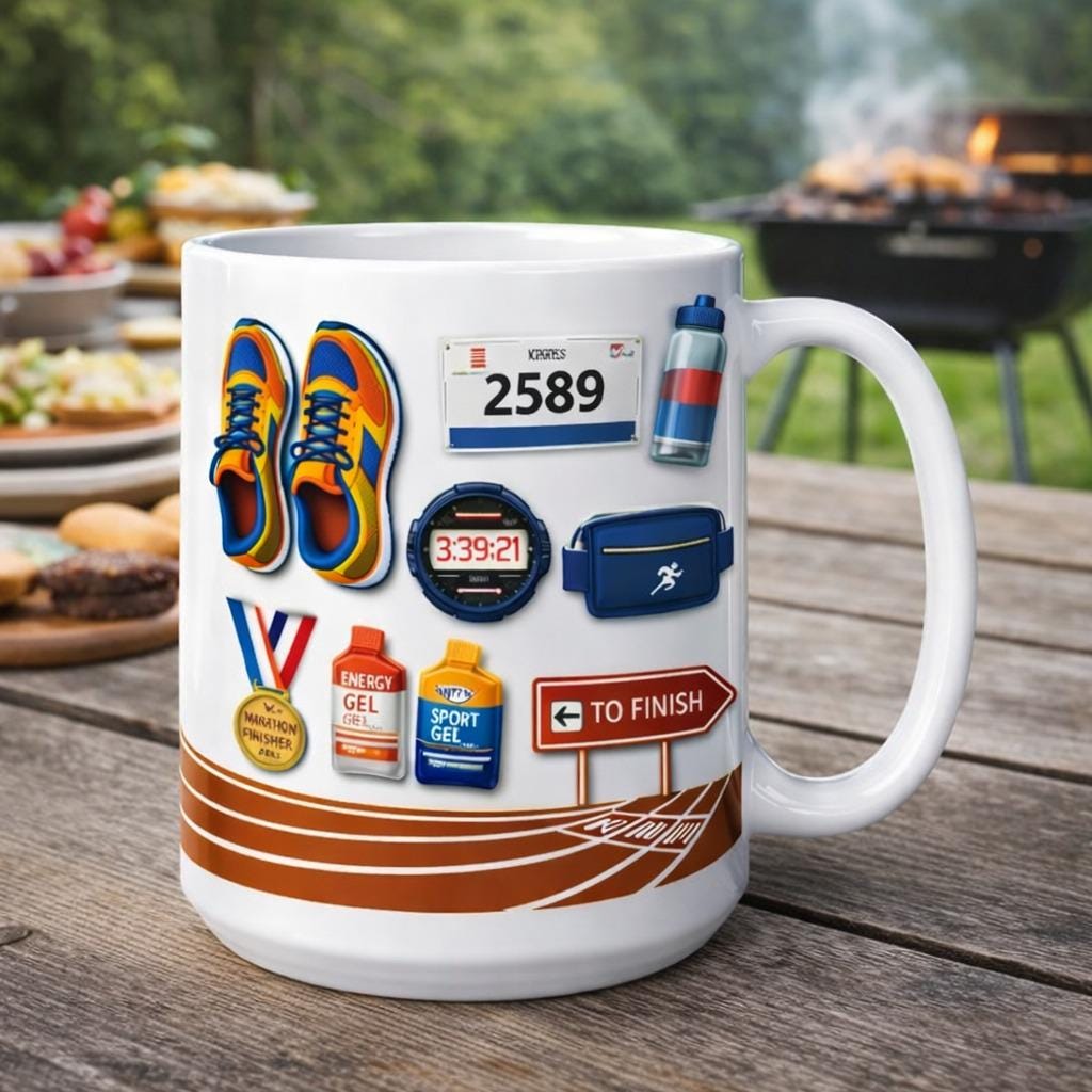 Marathon Runner Mug, Running Gear Coffee Mug,Personalized Race Bib Runner Cup, Marathon Finisher Gift, Running Lover Mug, Fitness Coffee Cup