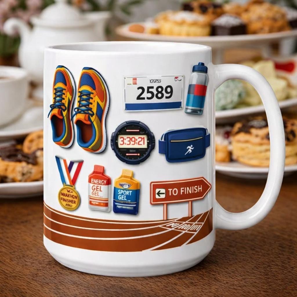 Marathon Runner Mug, Running Gear Coffee Mug,Personalized Race Bib Runner Cup, Marathon Finisher Gift, Running Lover Mug, Fitness Coffee Cup