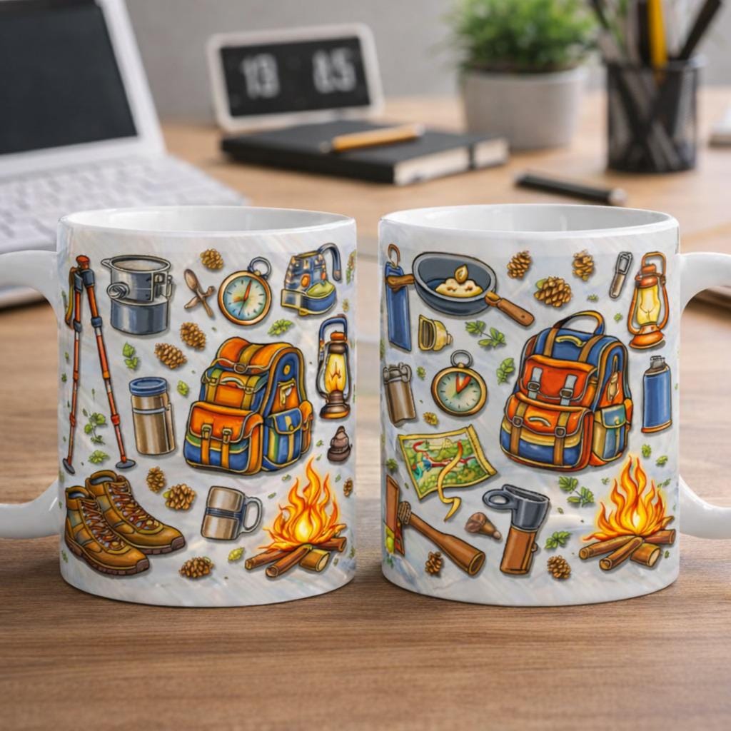 Camping Mug, Hiking Coffee Mug, Outdoor Adventure Mug, Camping Lover Gift, Nature Travel Mug, Gift for Campers