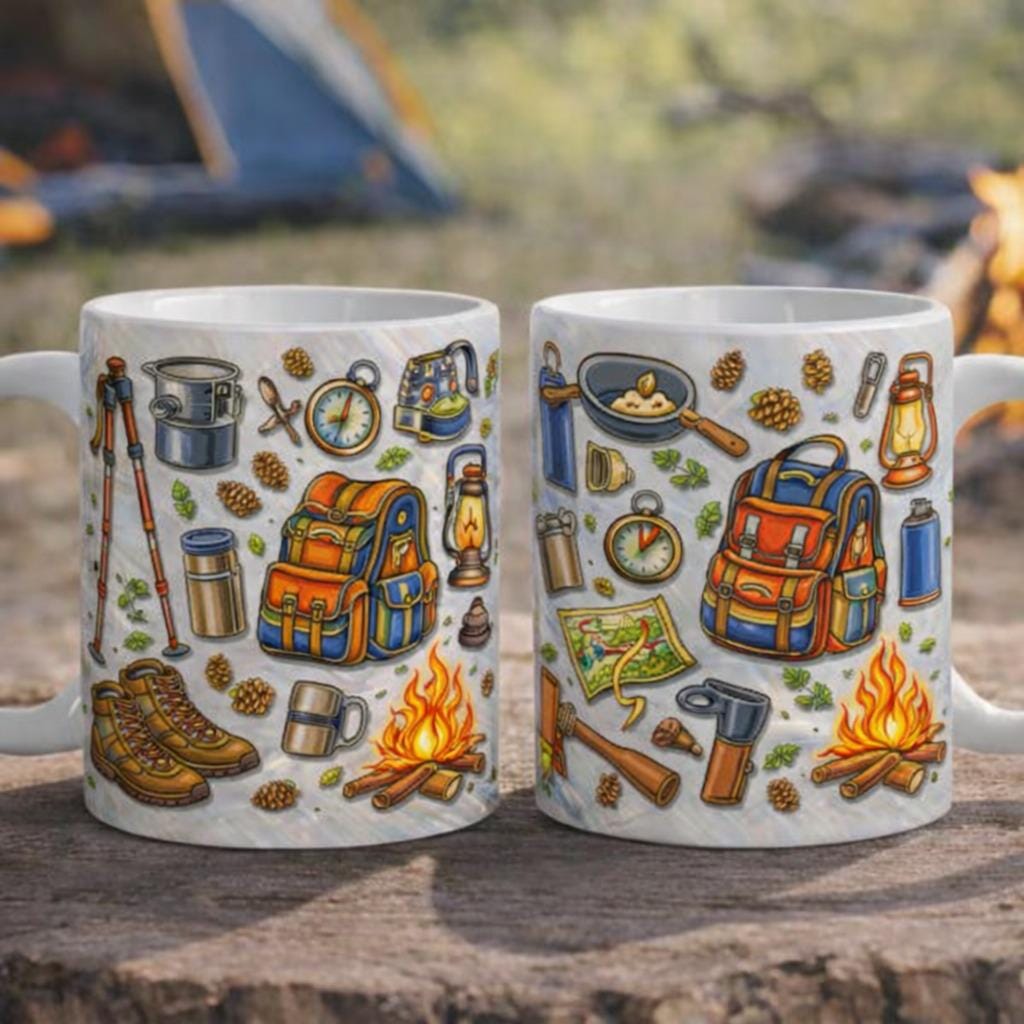 Camping Mug, Hiking Coffee Mug, Outdoor Adventure Mug, Camping Lover Gift, Nature Travel Mug, Gift for Campers