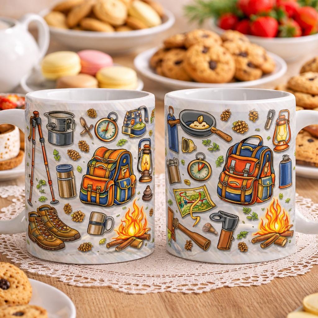 Camping Mug, Hiking Coffee Mug, Outdoor Adventure Mug, Camping Lover Gift, Nature Travel Mug, Gift for Campers